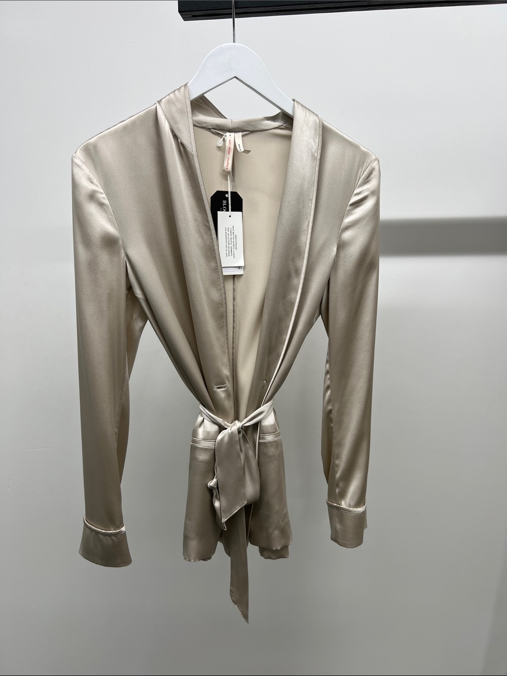 Silky Champagne Tie-Waist Blazer